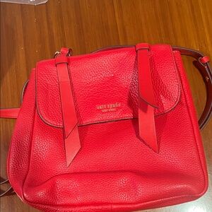 kate spade Red Pebbled Leather Backpack Crossbody